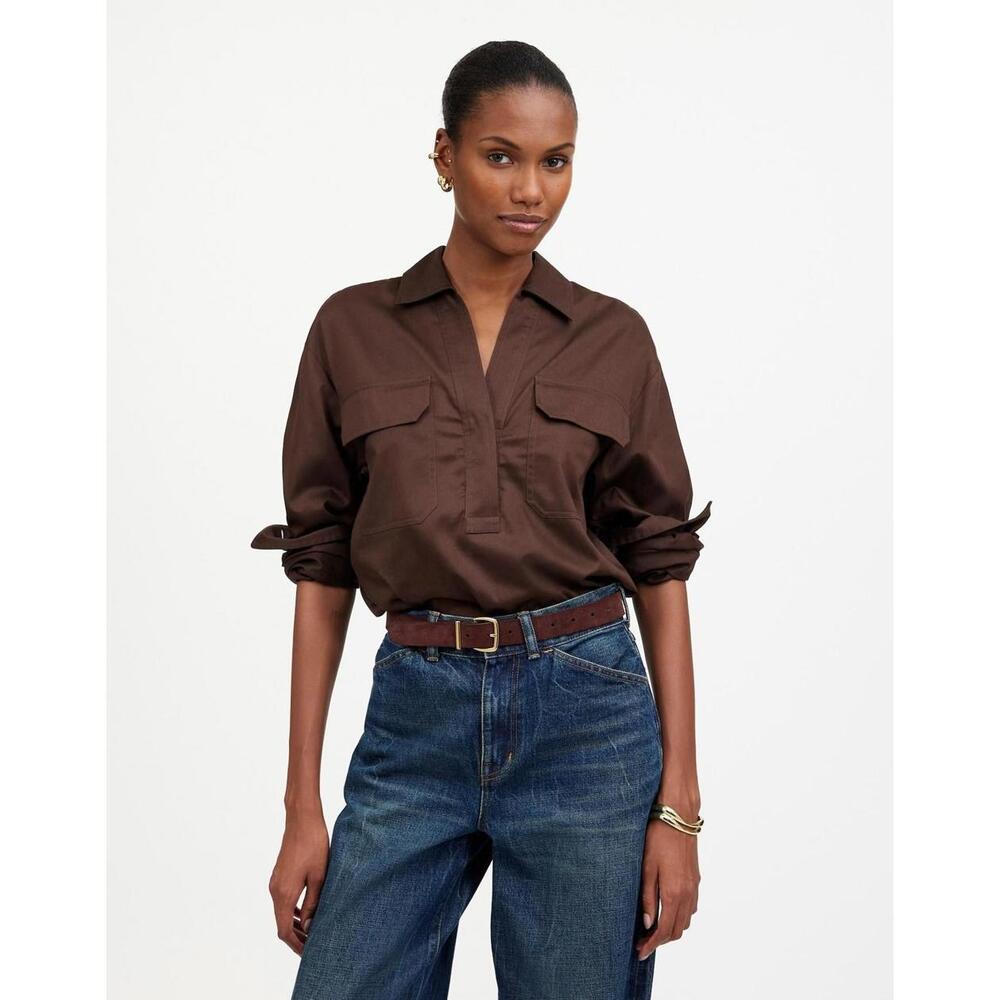 NWT Madewell Utility Long-Sleeve Popover Shirt - MSRP $88 - Size XS